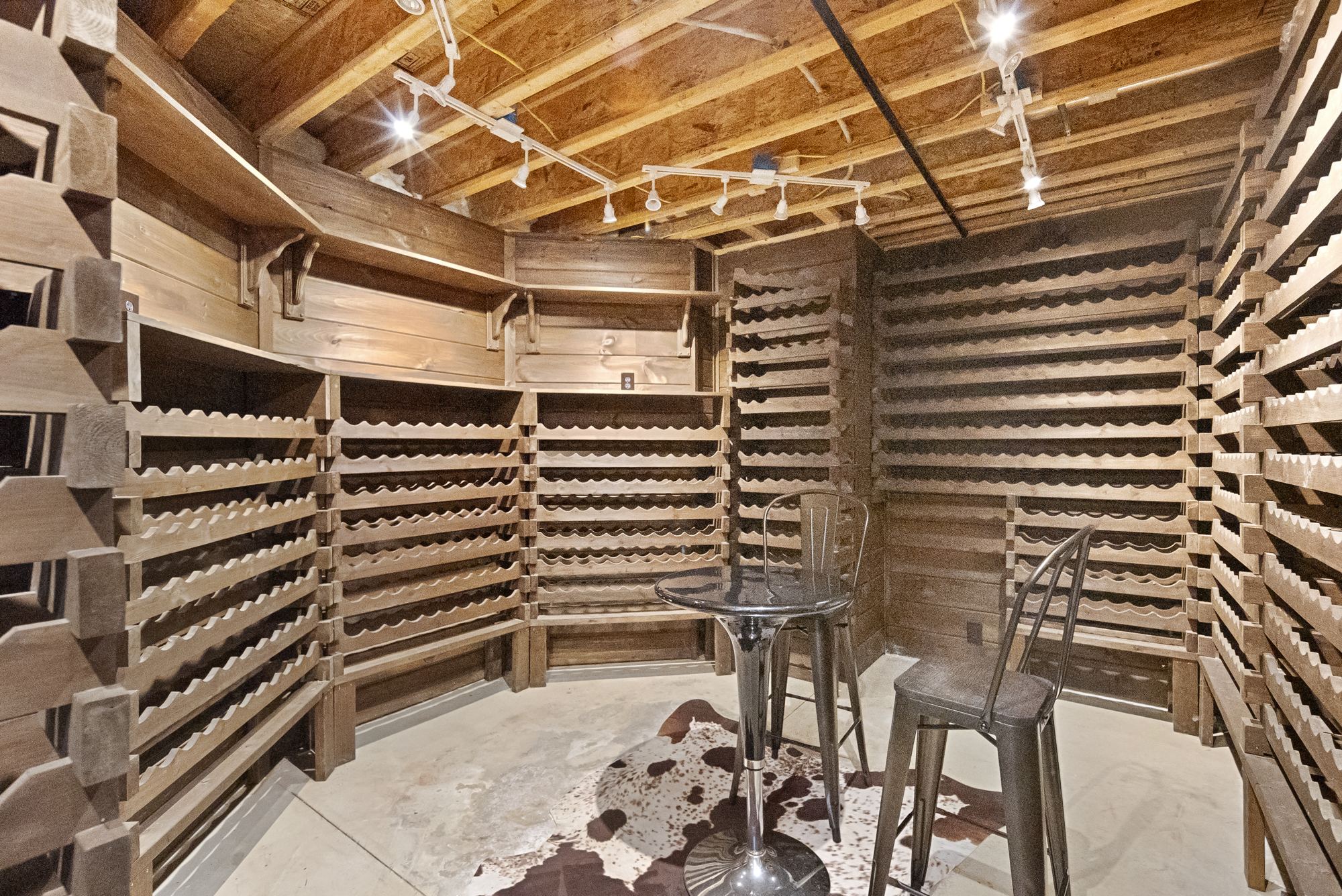 Stone wine cellar with tasting table